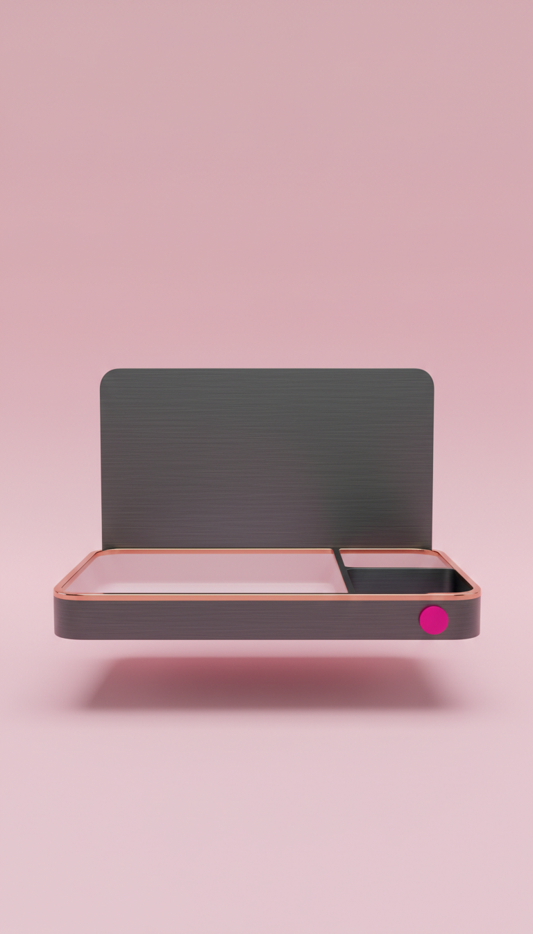Brushed metal desk organizer tray